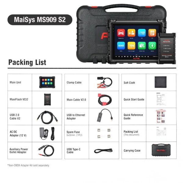 Autel MaxiSys MS909 S2 Bi-Directional Diagnostic Scanner, ECU Coding, J2534 & Topology 3.0